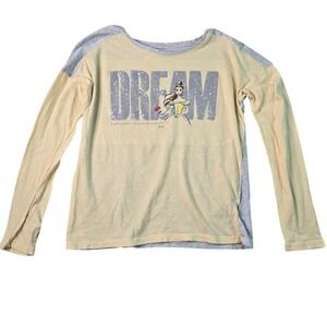 Gap Kids Disney Belle Long Sleeve Shirt XL 12 Yellow Gray Sequin Dream Graphic